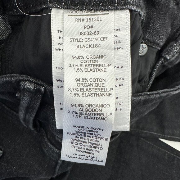 Good American Straight Raw Hem Women's size 8 Black Denim Jeans - Picture 4 of 5